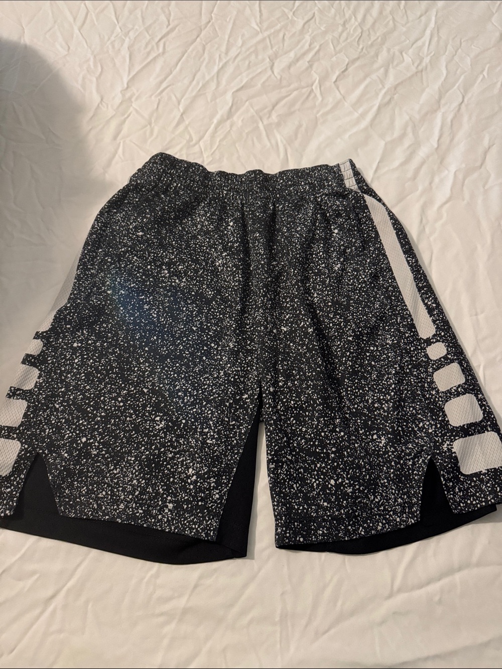 Nike Black and White Speckled Kids Athletic Shorts